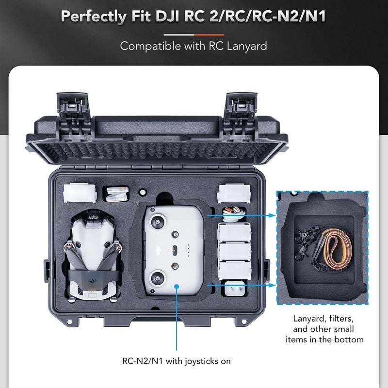 Lykus Titan MM410 Waterproof Hard Case for DJI Mini 4 Pro/Mini 3/Pro and RC2/RC/RC-N2/N1, Support 7 batteries and RC lanyard [CASE ONLY] - Image 3